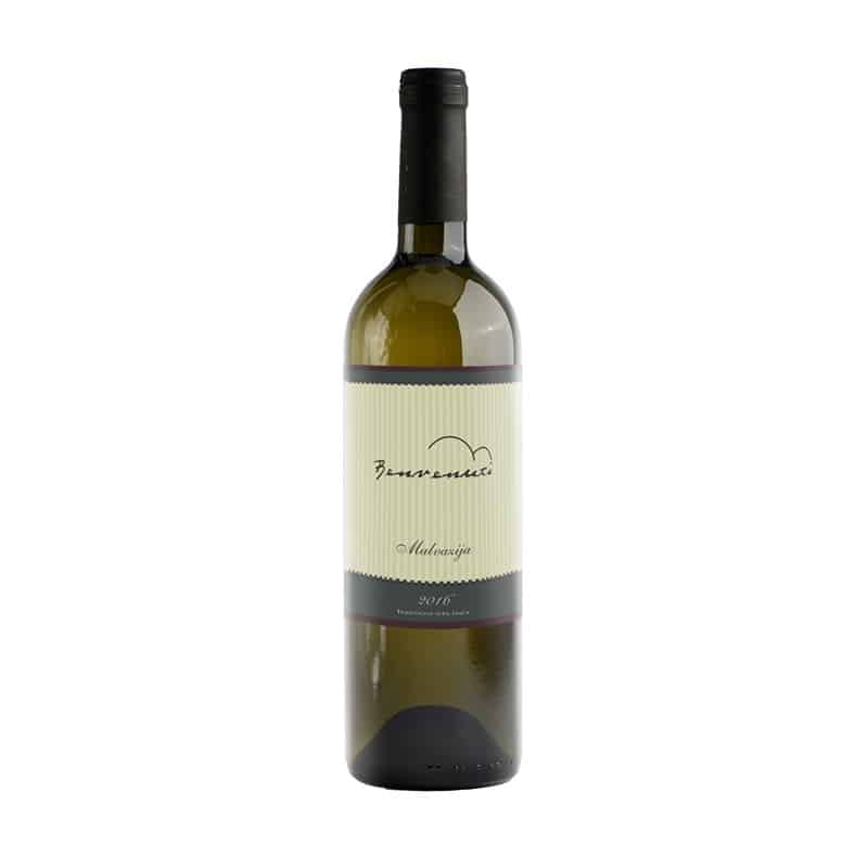 A bottle of Benvenuti Winery Malvazija wine