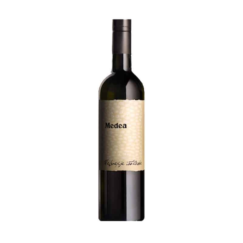 A bottle of Medea Winery Malvazija wine