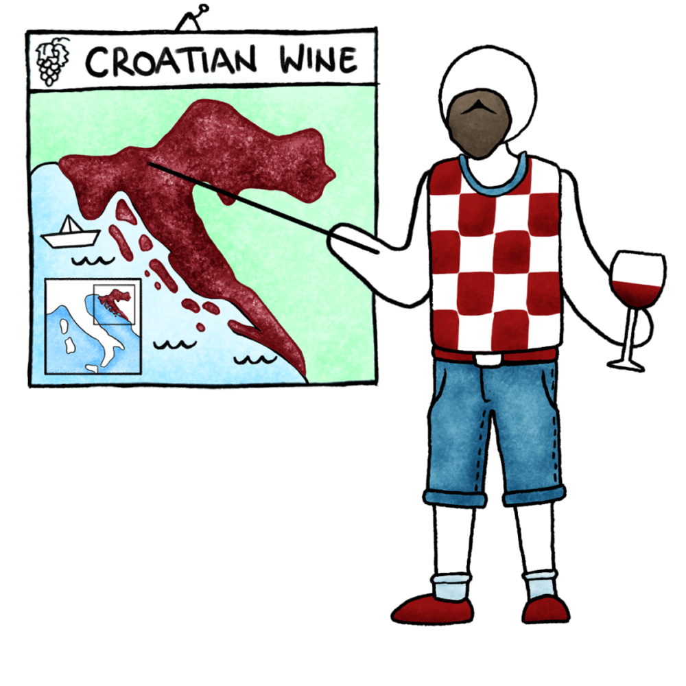An graphic image of a man in showing map of Croatia