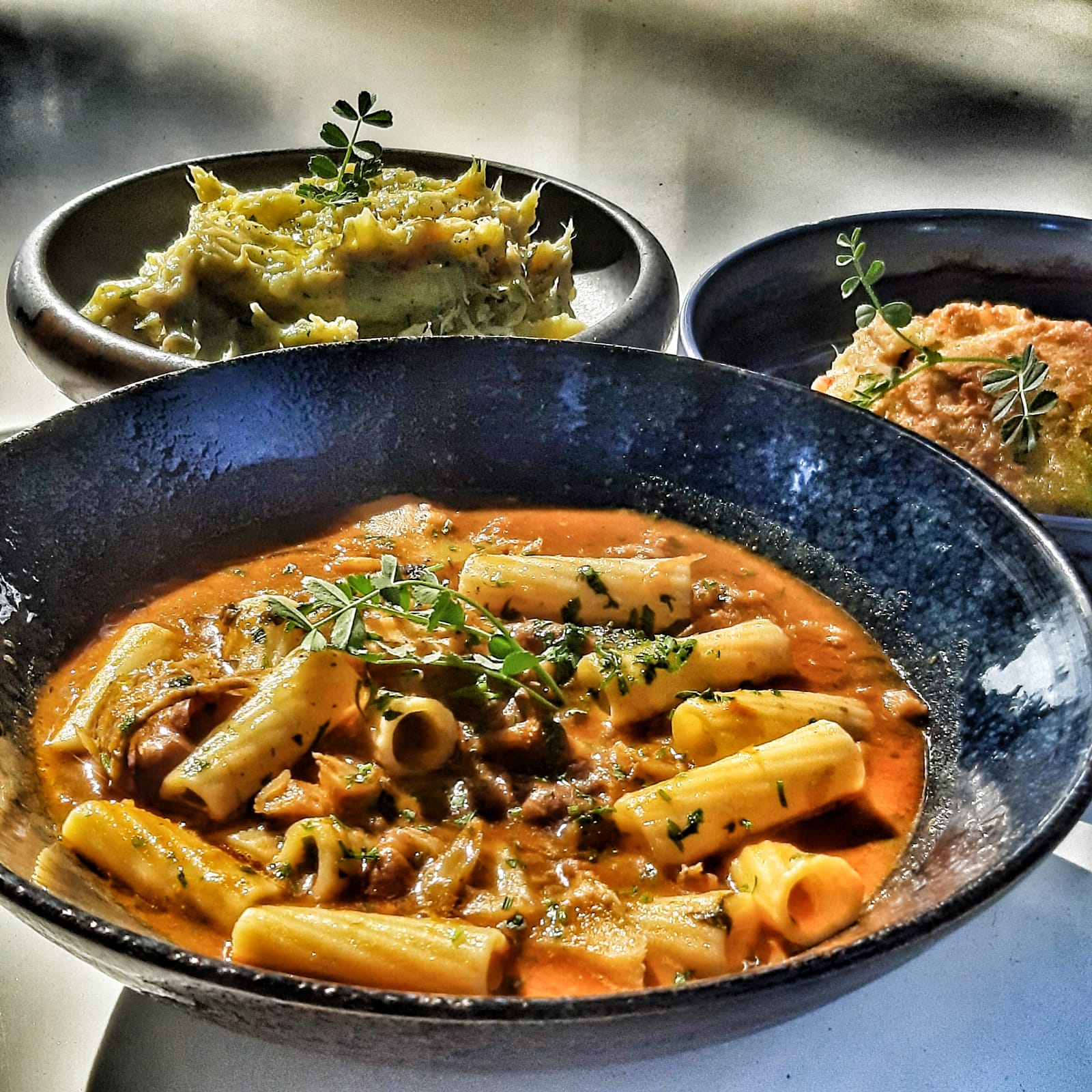 Image of beautifully served pasta dish at Dvor Restaurant