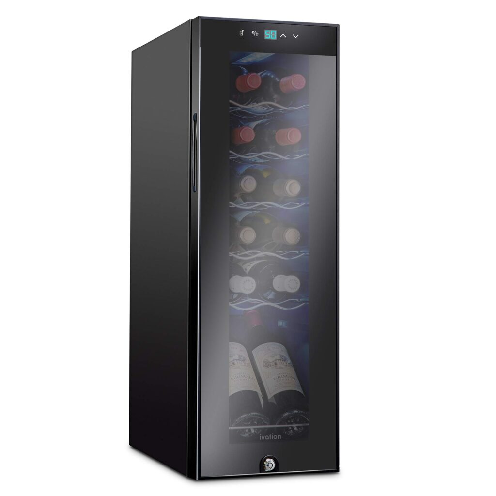 Image of black Ivation 12 Bottle Compressor Wine Cooler Refrigerator