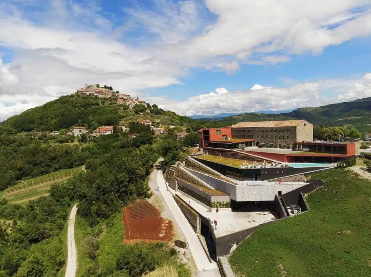 Image of a panoramic view of Motovun and Roxanich Winery & Design Hotel