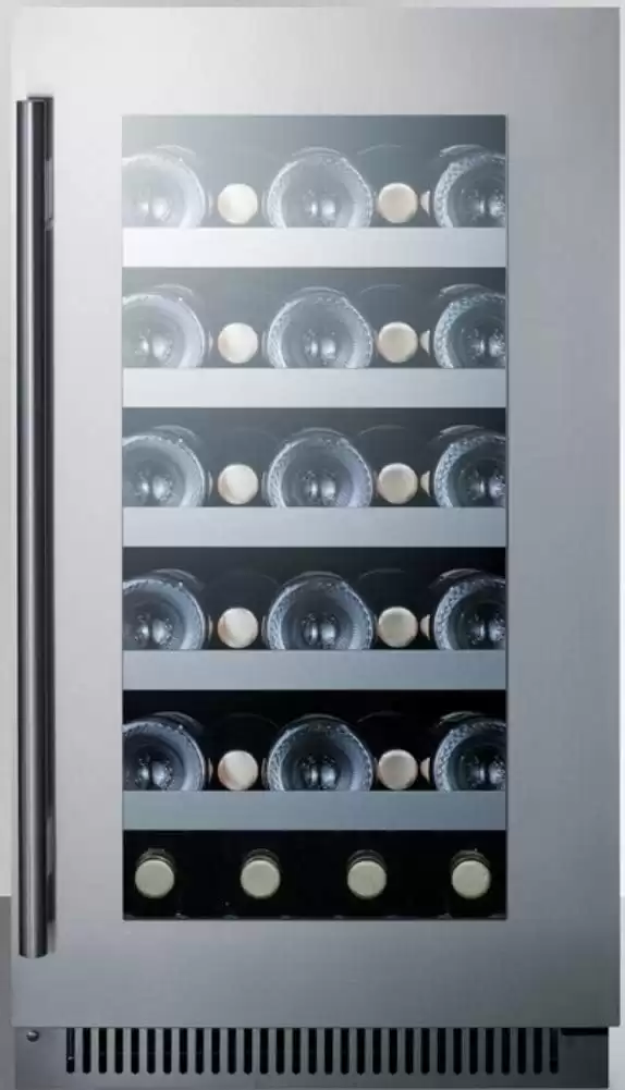 Summit Appliance Built-in Wine Cellar with Stainless Steel Trimmed Glass Door, Digital Thermostat, Automatic Defrost