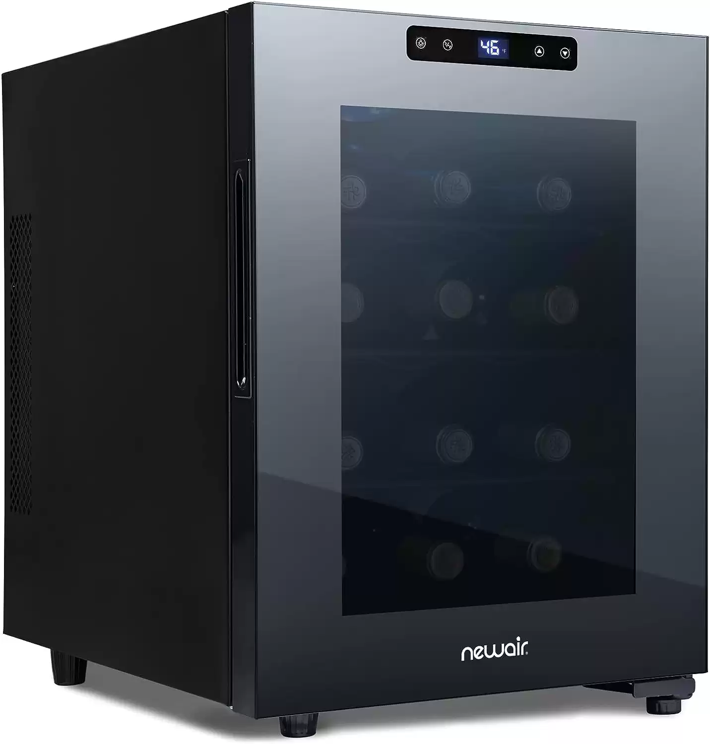 NewAir Countertop Wine Cooler for 12 Bottlewith Triple-Layer Tempered Glass Door & Vibration-Free, Ultra-Quiet Thermoelectric Cooling