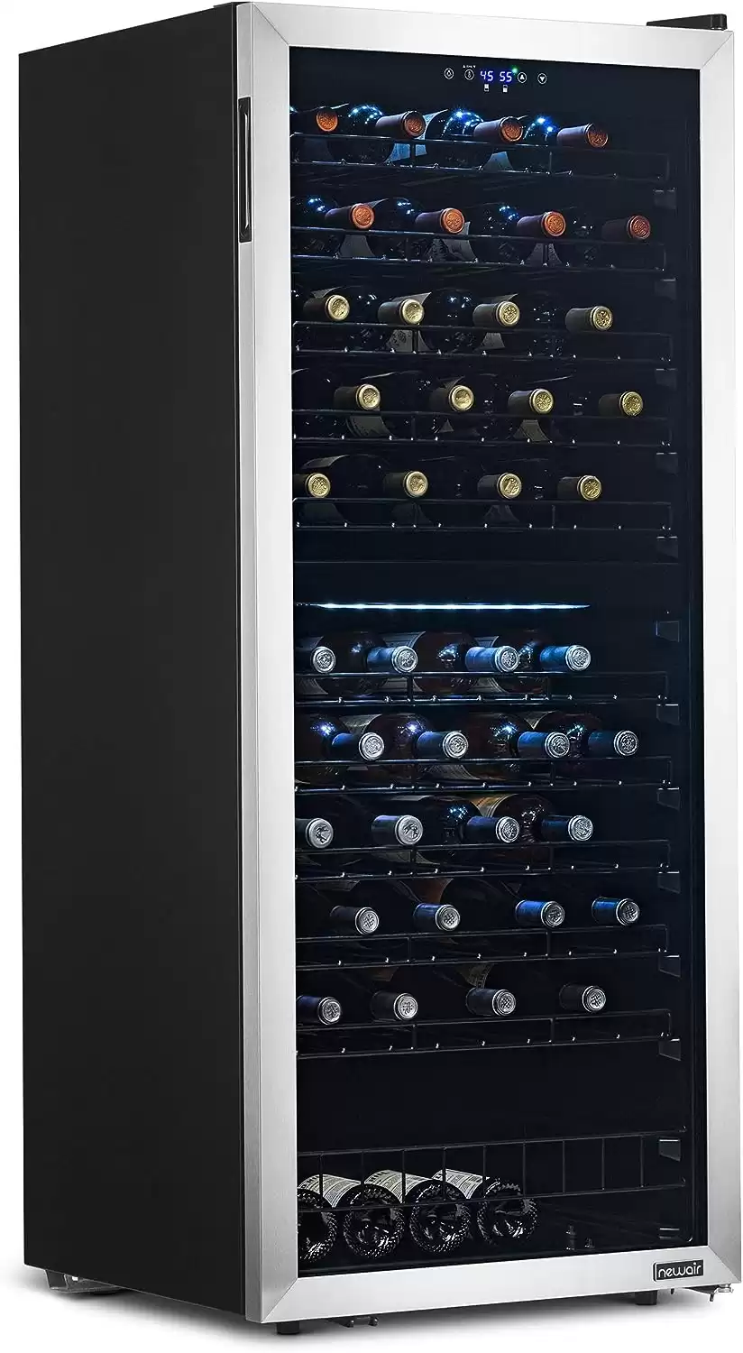 NewAir 98 Bottle Dual Zone Compressor Ultra-Quiet Wine Cooler with Low-Vibration, Adjustable Racks and Exterior Digital Thermostat