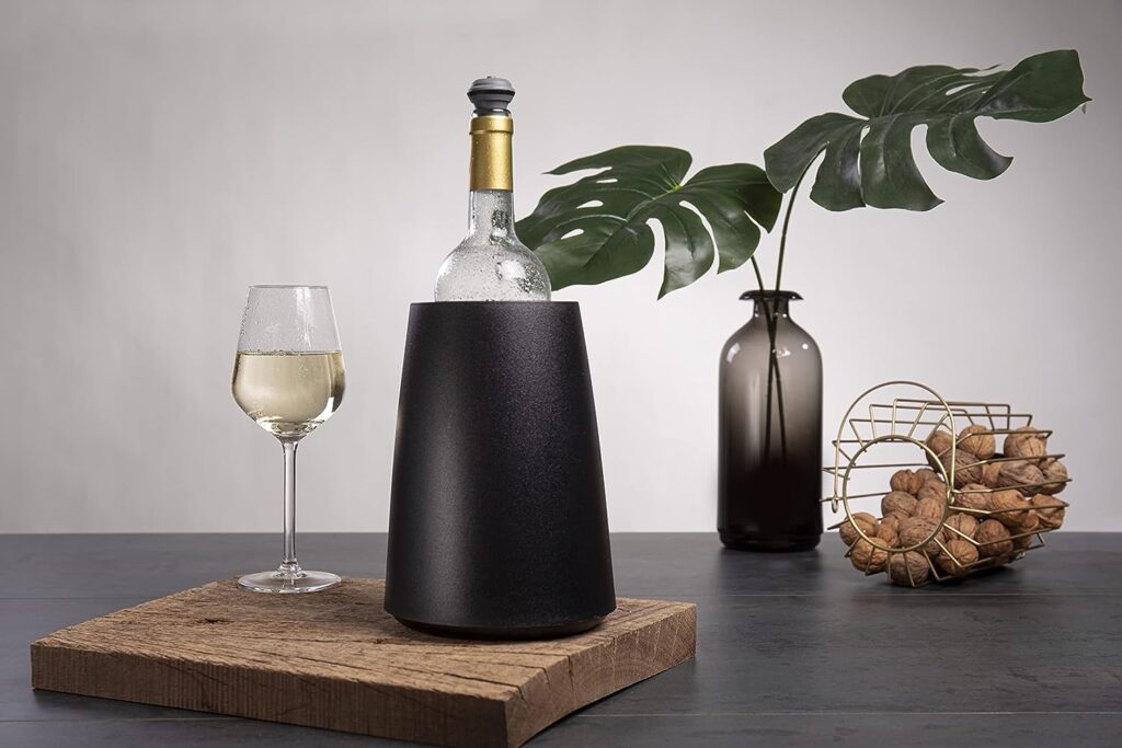 Image of Vacu Vin Rapid Ice Elegant Wine Cooler on a wooden table