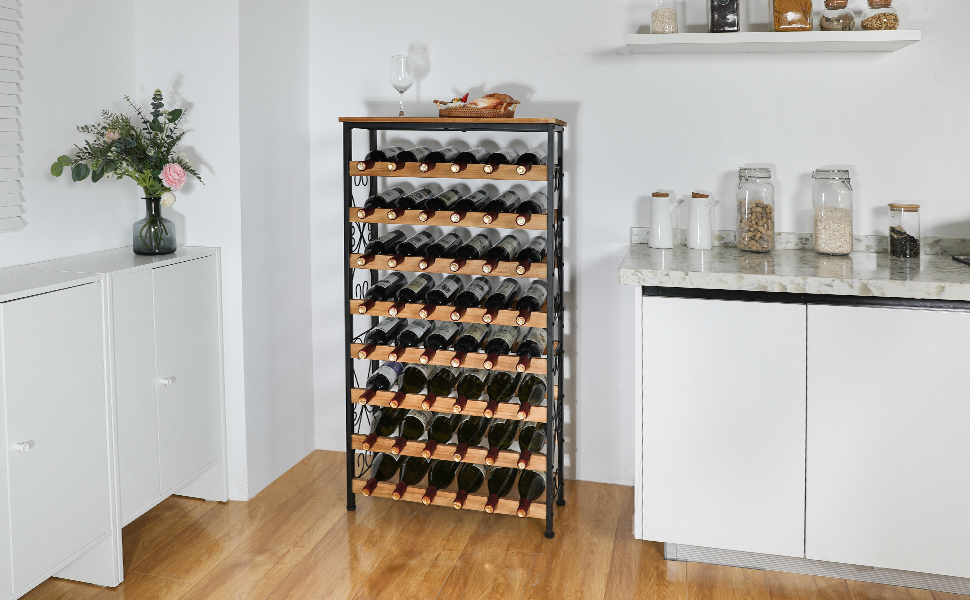 Image of Photo credit: Sonyabecca 48 Bottles Floor Wine Rack with Wood Top