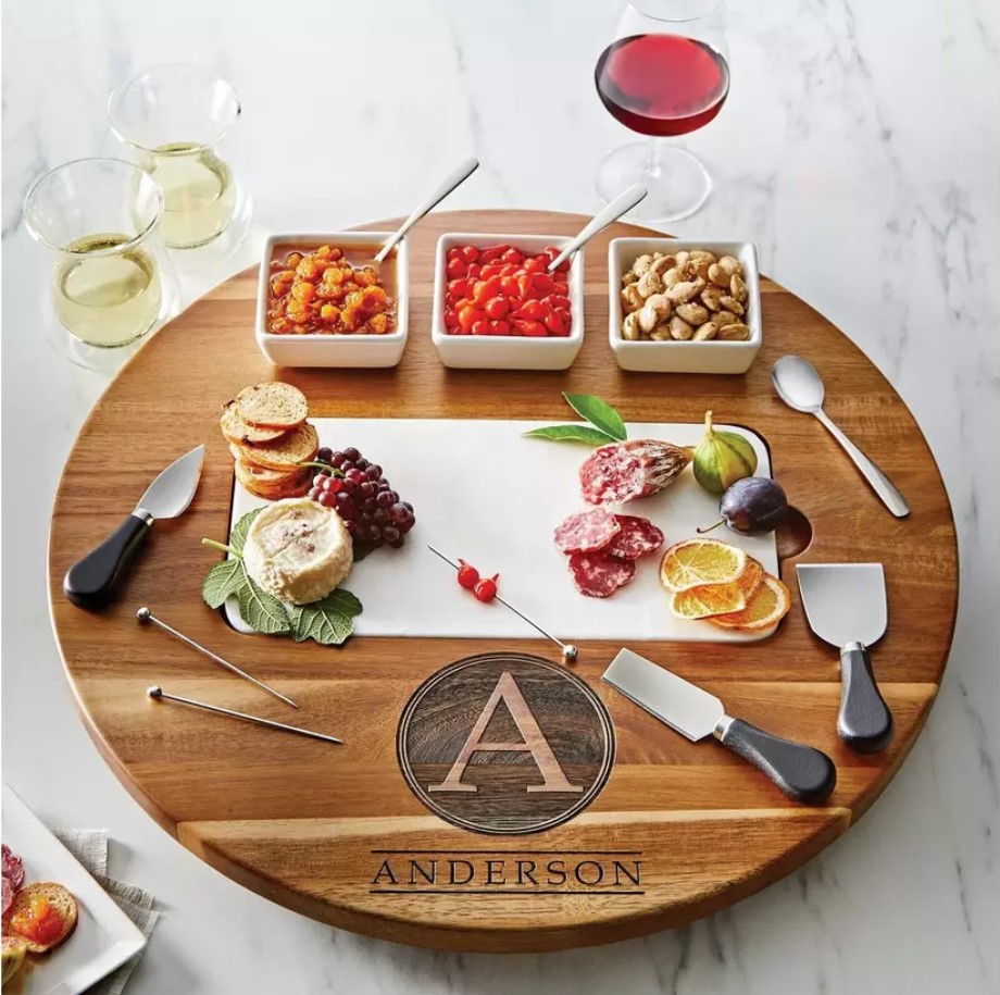 Image of a Personalized Lazy Susan Cheese Board