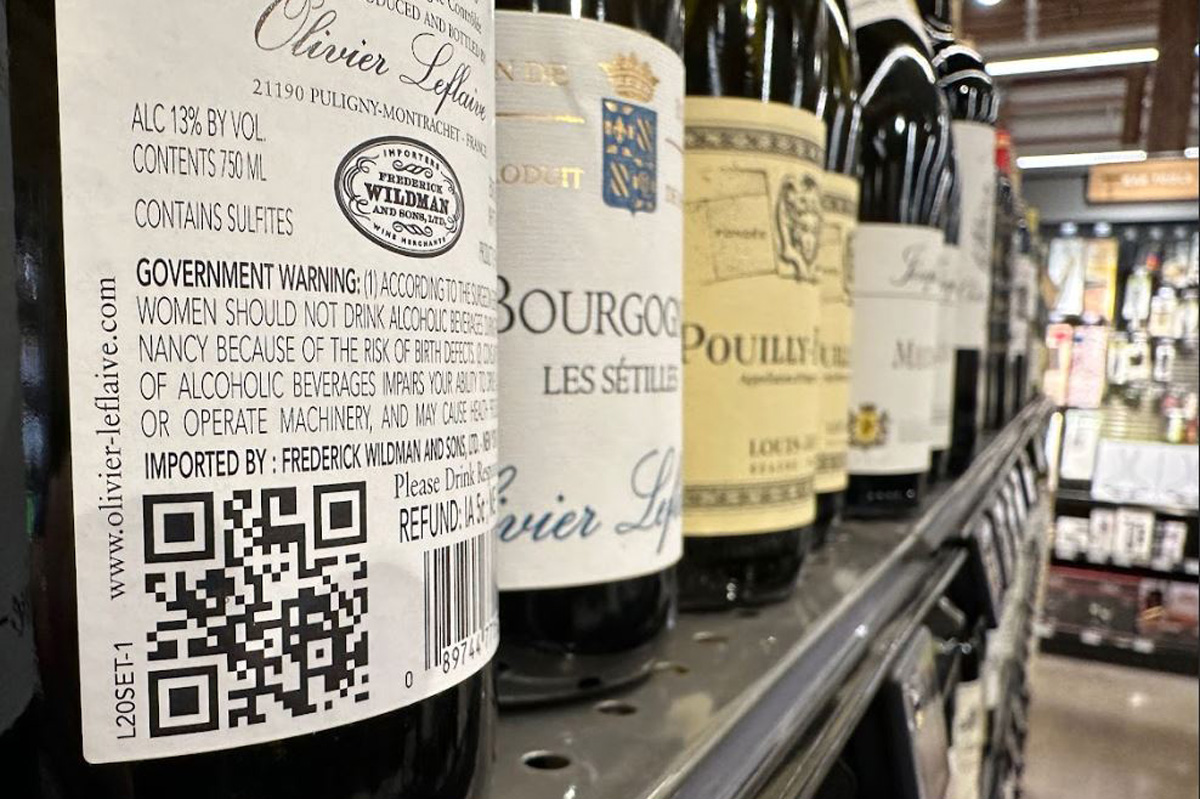 QR code example on wine bottle
