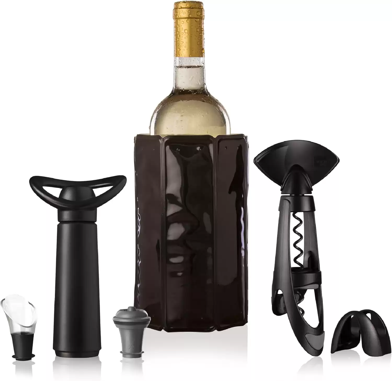 Vacu Vin Wine Set w/Foil Cutter, Corkscrew, Wine Cooler, Wine Server, Wine Saver & Vacuum Wine Stopper