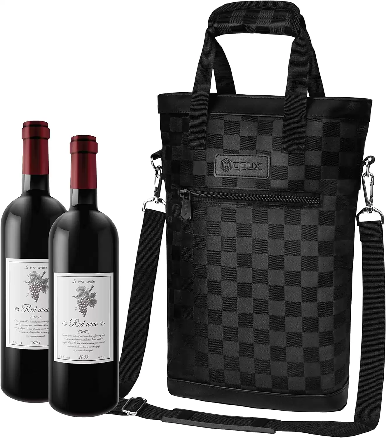 OPUX Two Bottle Wine Bag Carrier & Tote