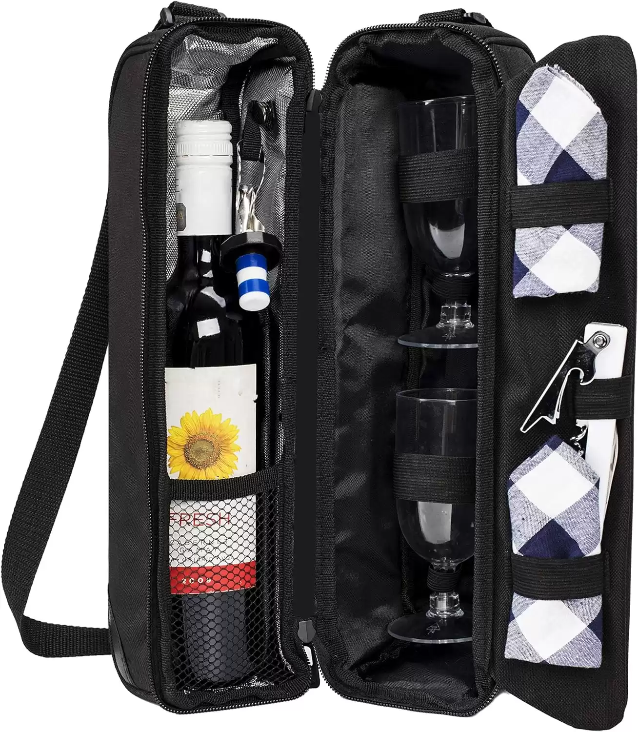 ALLCAMP Wine Tote Bag with Cooler Compartment