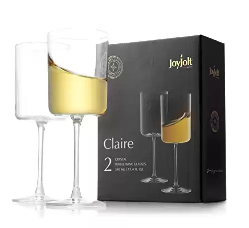 JoyJolt Claire White Wine Glass, Set of 2
