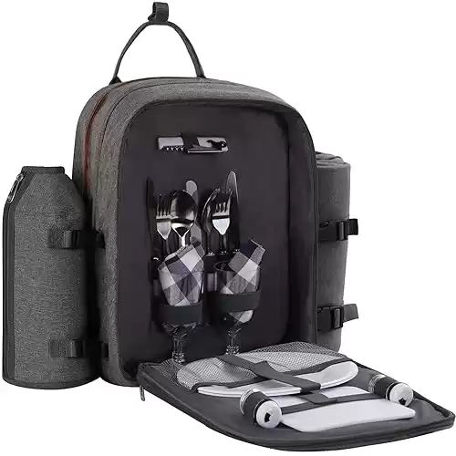 ALLCAMP Wine Picnic Backpack for 2 Person