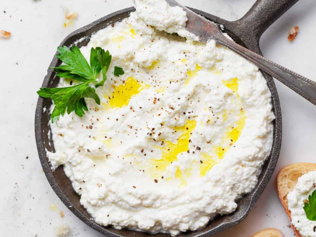 Ricotta cheese ready to be served